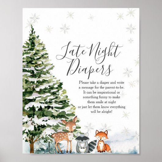 Poster Animaux d'hiver Snowflakes Late Night Diapos (Devant)