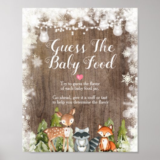 Poster Animaux d'hiver Snowflakes Wood Guess the Baby Foo (Devant)