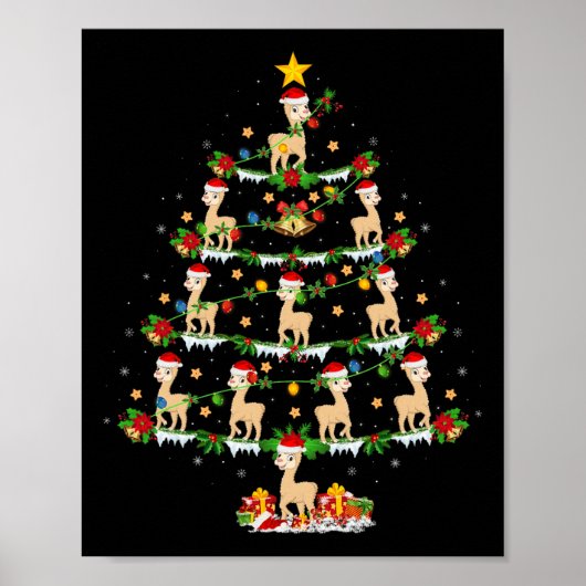 Poster Animaux domestiques Jeu de Noël Père Noël Alpaca A (Devant)