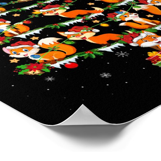 Poster Animaux domestiques Jeu de Noël Père Noël Fox Arbr (Coin)