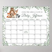 Poster Animaux en bois Calendrier de date prévue de verdu (Devant)