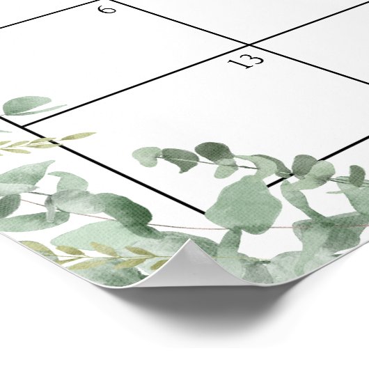 Poster Animaux en bois Calendrier de verdure Date prévue (Coin)