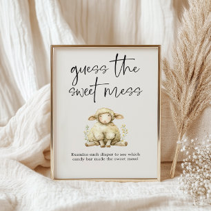 Poster Animaux en peluche vintage Baby Shower Guess Sweet
