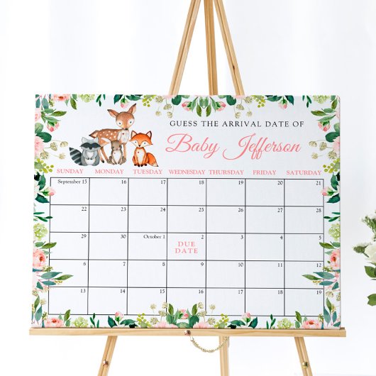 Poster Animaux et Rose Rose Guess Date d'échéance Calendr