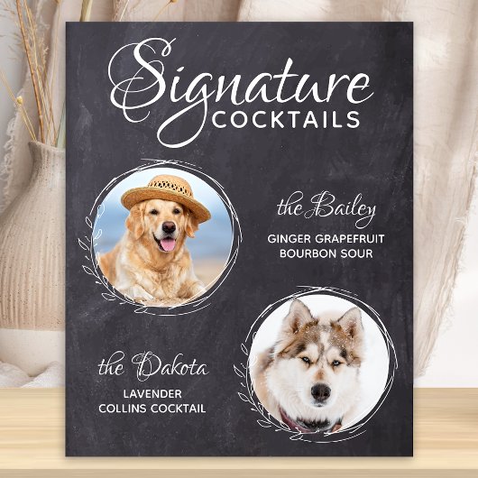 Poster Animaux Mariages Boire Bar Chien Signature Cocktai