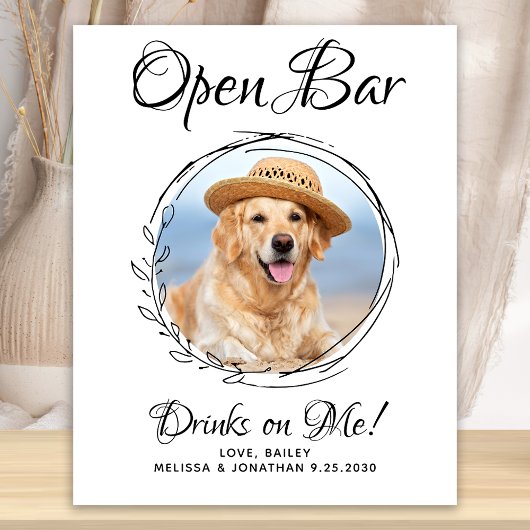 Poster Animaux Mariages Chien Open Bar Photo personnalisé