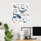 Poster Animaux marins | Formation en classe (Bureau à domicile)