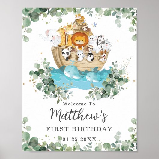 Poster Animaux mignons Arche de Noah's Ark Verdure Annive (Devant)