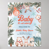 Poster Animaux mignons baby shower de Noël d'hiver (Devant)
