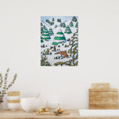 Poster animaux mignons dans la neige illustration faune (Cuisine)