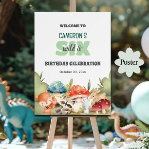 Poster Animaux mignons de la forêt pour un anniversaire d