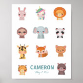 Poster Animaux mignons Kawaii | Illustration Yoga Zen (Devant)