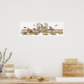 Poster Animaux Oiseaux Picket clôtures Jardin floral (Cuisine)