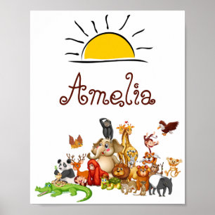 Poster Animaux pour enfants personnalisés  