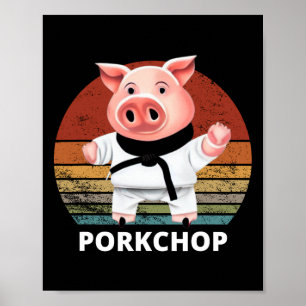 Poster Animaux Puns Karate Porc Pun Chop