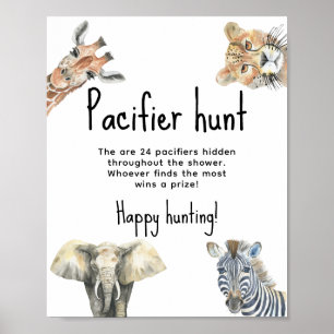 Poster Animaux Safari - baby shower de chasse au Pacifiqu