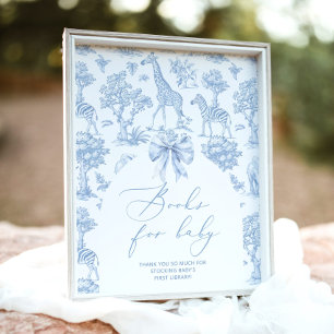 Poster Animaux Safari Toile de Jouy Livres pour bébé