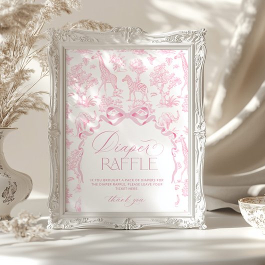 Poster Animaux Safari Toile de Jouy Rupture de couche ros