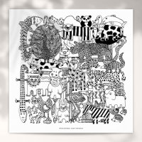 Animaux sauvages Art Dessin noir et blanc Imprimer