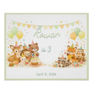 Poster Animaux Sauvages de la Forêt Fête Pastel Neutre