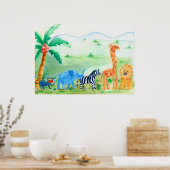 Poster Animaux sauvages Safari Artwork (Cuisine)
