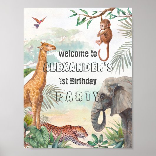 Poster Animaux sauvages Symbole de bienvenue de fête d'an (Devant)