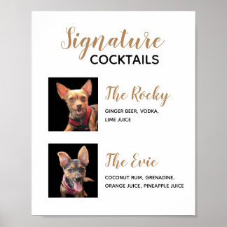 Poster Animaux Signature Boissons Mariage Cocktail Menu P