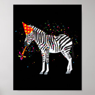 Poster Animaux zèbres faisant la fête 