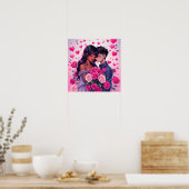 Poster Anime Bi-raciale mignonne Saint Valentin (Cuisine)