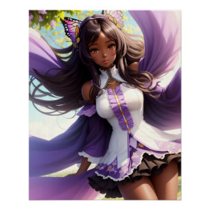 Poster Anime Black Girl Purple Animecore