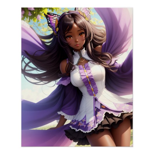 Poster Anime Black Girl Purple Animecore (Devant)