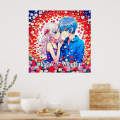 Poster Anime Couple, Fleurs Personnalisées (Cuisine)