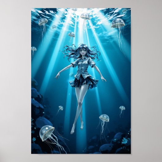 Poster Anime Deep Ocean Glow Wall Art (Devant)