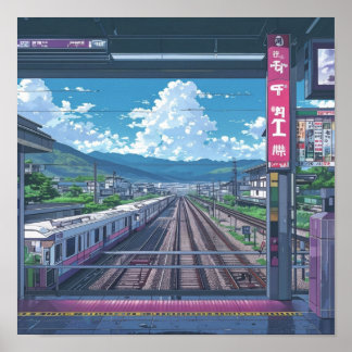Poster Anime esthétique à l'intérieur de la Gare Paysage