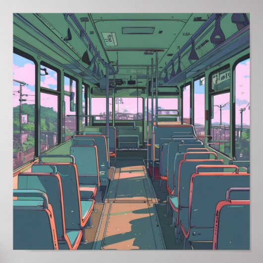 Poster Anime esthétique à l'intérieur d'un bus Paysage Ar (Devant)