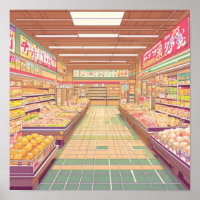 Anime esthétique japonaise Supermarché intérieur