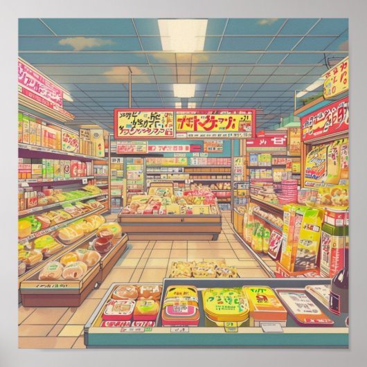 Poster Anime esthétique japonaise Supermarché intérieur (Devant)