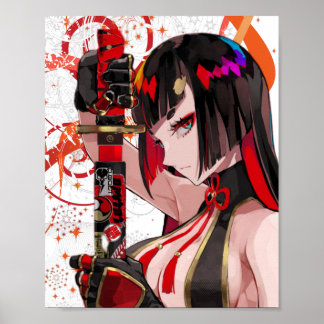 Poster Anime fille Samurai