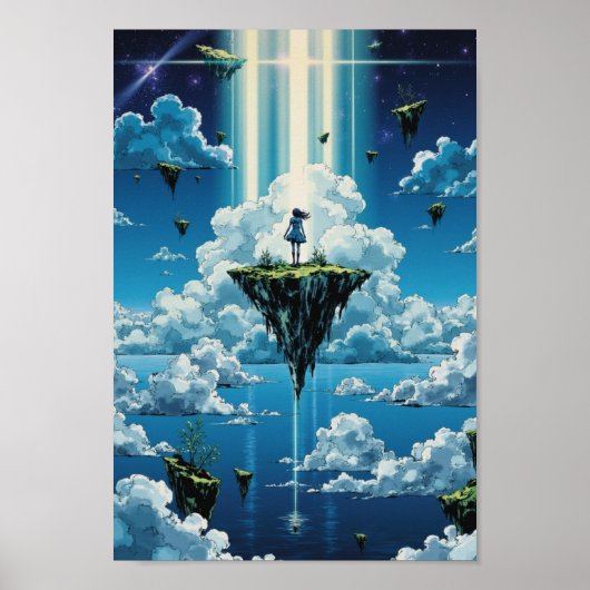 Poster Anime Floating Sky Islands Fantasy Wall Art (Devant)