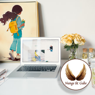 Poster Anime Girl avec sac à dos et fleurs jaunes