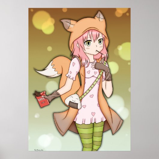 Poster Anime Girl in Fox Cosplay (Devant)