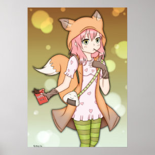 Poster Anime Girl in Fox Cosplay