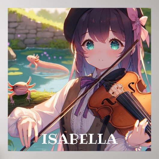 Poster Anime Girl Jouer le violon Personnalisé (Devant)