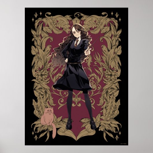 Poster Anime Hermione Granger Cadre Orné (Devant)