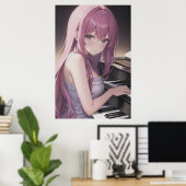 Poster Anime jeune pianiste | Art AI (Bureau à domicile)