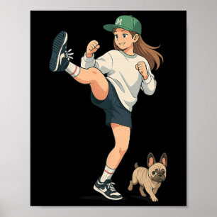 Poster Anime Kickboxer promenant un bouledogue français s