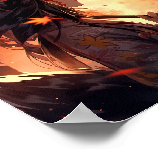 Poster Anime Kitsune Girl Cute Fox Imaginaire Art (Coin)