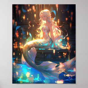Poster Anime Mermaid Girl Imaginaire Art