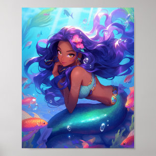 Poster Anime Mermaid Girl Imaginaire Art