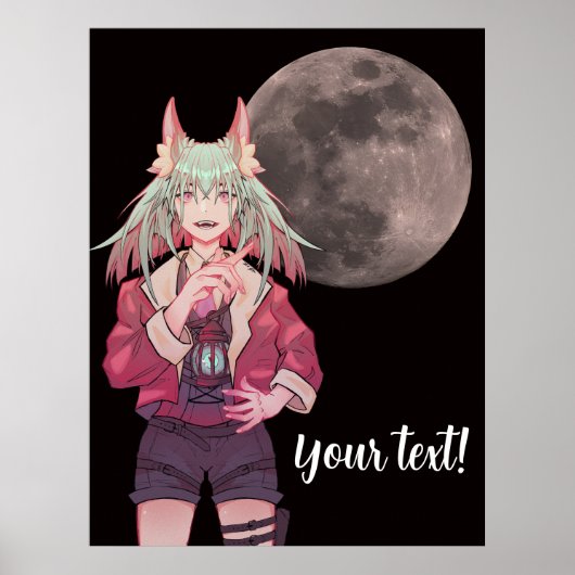 Poster Anime, pleine lune (Devant)